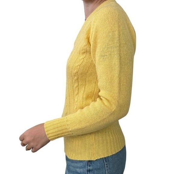 Vintage 1950s Cuzzens Womens Yellow 100% Shetland Wool Made in Scotland Sweater - Picture 4 of 6